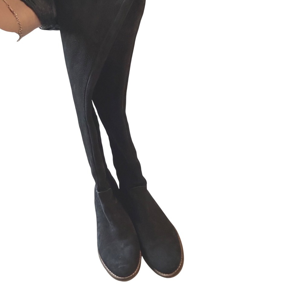 Lucky Brand Khlona Black Leather Over The Knee Boots Stacked Heel Womens 7M - Picture 6 of 10